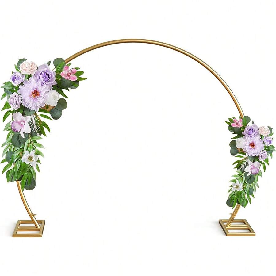 8.2FT Round Backdrop Stand With Thicken Tubes - Large Metal Circle Balloon Arch For Wedding, Birthday, Graduation And Shower Decoration - Stable And Upgrade Wedding Arch Frame With Base - 8.2 英尺背景支架 - 查看 1