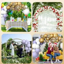 8.2FT Round Backdrop Stand With Thicken Tubes - Large Metal Circle Balloon Arch For Wedding, Birthday, Graduation And Shower Decoration - Stable And Upgrade Wedding Arch Frame With Base - 8.2 英尺背景支架 - 查看 9