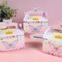 20 Chiếc Bướm Dễ Thương Hộp Đựng Kẹo Bánh Bánh Quy Đóng Gói Hộp Sinh Nhật Tắm Quà Tặng Đóng Gói Đồ Dùng - Hồng - Xem 4