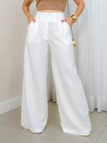 Social Stone Mode Linen Tailor Pantalona Pants - White - View 1