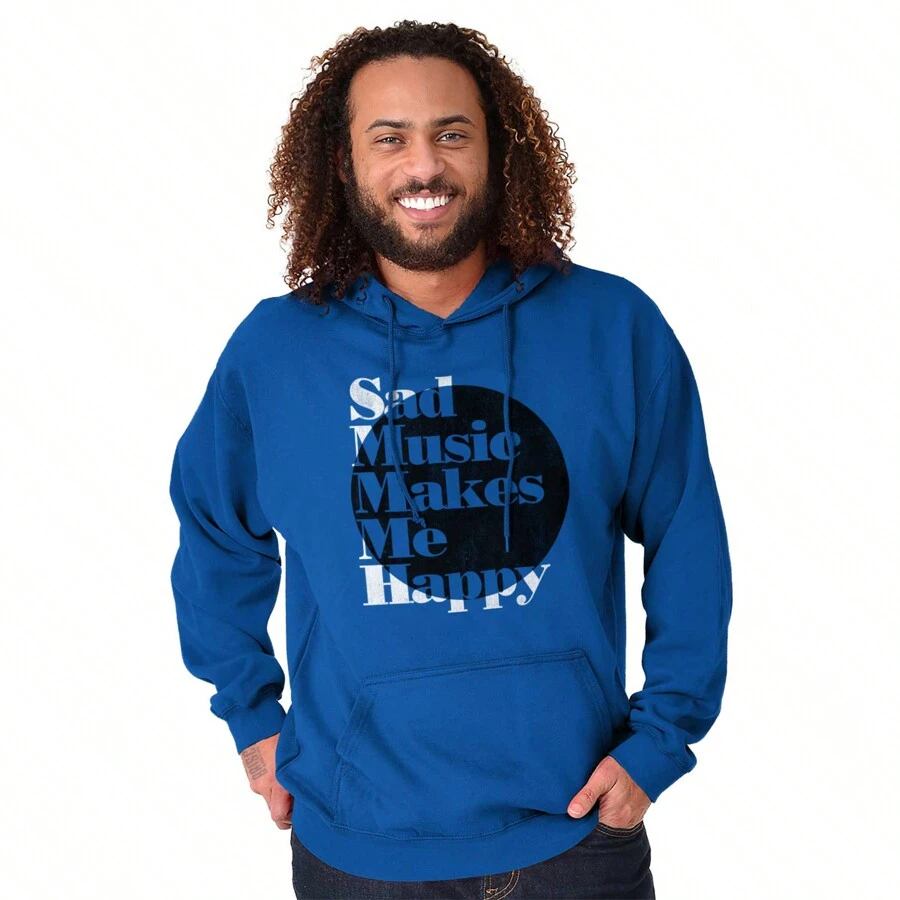 Sad Music Makes Me Happy Emo Songs Hoodie Sweatshirt Men - Royal - View 1