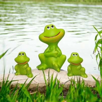 Familia em Miniatura de Sapo Lele de Porcelana Decorativo