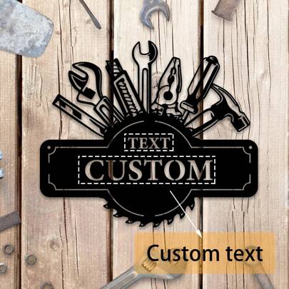 1pc Personalized Metal Workshop Sign, Classic Style Custom Tool Shop Logo, Custom Garage Decor, Father's Day Wall Art, Outdoor Metal Sign, Room Decor, Home Decor,Multi-Functional,Durable,Ornamental,Reusable,Exquisite,Stylish,High-Quality,Colorful,Modern,Custom,Personalized,Unique,Customized Garden Statues & Sculptures