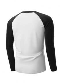 Hombres Camiseta de color combinado de manga raglán - Blanco - Ver 2