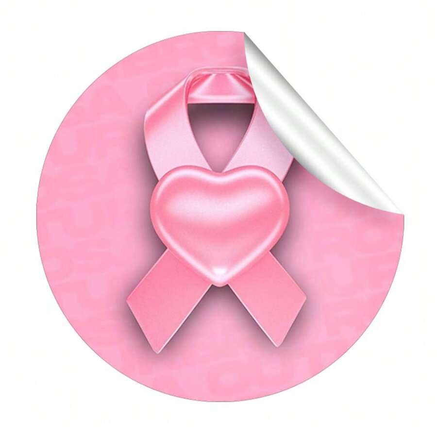 Kit Of 60 Stickers Tags Labels October Pink Heart 3cm - 彩色 - 查看 1