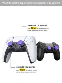 2 nắp đậy cần điều khiển bằng silicon, tương thích với PS4/Bộ điều khiển, Phụ kiện bộ điều khiển chơi game, bao gồm nắp đậy cần điều khiển PS4, nắp đậy thi đấu KTF, nắp bảo vệ cần điều khiển và nắp đậy nút FPS - nhiều màu - Xem 2