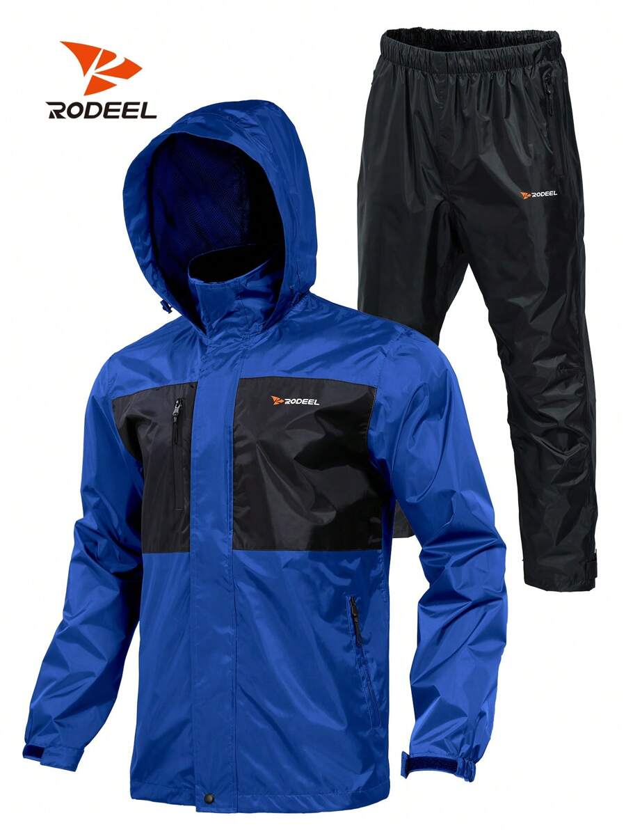 RODEEL Boyfriend Style Men's Waterproof Fishing Rain Suit (Rain Gear Jacket & Trouser Suit) - Blue - View 1