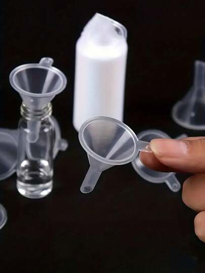 10/5/2/1pc Clear Mini Plastic Funnel Set - Easy Liquid Transfer And Filling Tool For Perfumes, Essential Oils, Laboratory Chemicals, Crafts Supplies - Durable, Compact, And Transparent Design For Precise Pouring