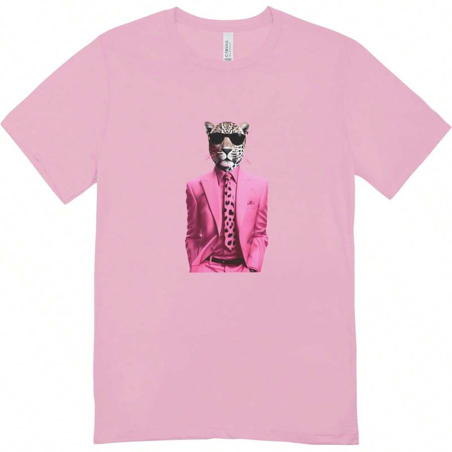 MEN'S UNISEX T-SHIRT 100% COTTON PINK LEOPARD CASUAL STYLE - Màu Hồng baby - Xem 1