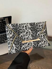 Women's Simple Leopard Print Fashion Clutch Bag - Grey - View 4