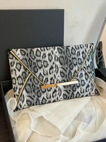 Women's Simple Leopard Print Fashion Clutch Bag - Grey - View 7