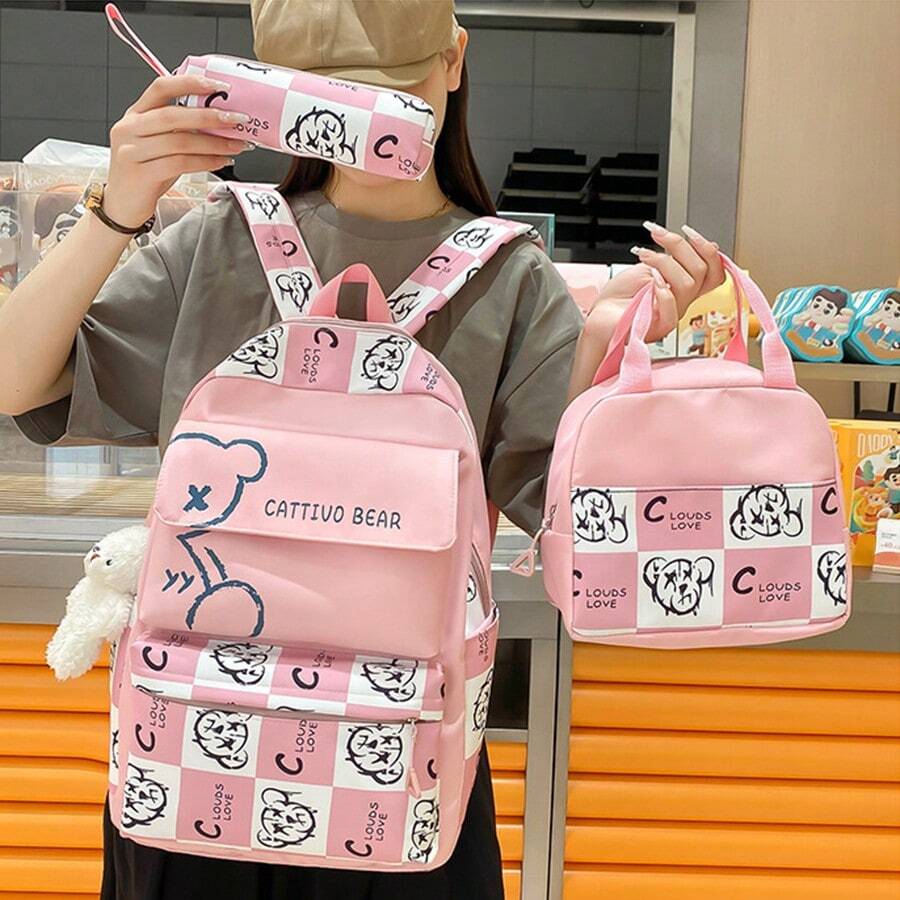 3pcs/Set Large Capacity Backpack Set, Women Multi-Function Bookbag, Clothing Organizer Bag, Daily Travel Luggage