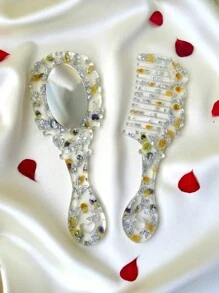 Bộ 5 khuôn silicon - Gương & Lược, Đồ trang sức thủ công DIY, Quà tặng, Khuôn đúc nhựa Epoxy - trắng - Xem 1