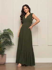 Women's Dress - xanh quân đội - Xem 3