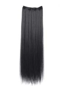 20inch 24inch 28inch Synthetic Long Straight Clip In Hair Extensions Wig Straight Black Hairpiece For Women Increase Hair Volume Heat Resistant Fiber
