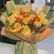 58*58cm Dual-Color Waterproof Packing Paper For Flower Bouquet, Gift Wrap, 20 Sheets/Pack,Christmas - Champagne + Matcha - View 4