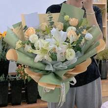 58*58cm Dual-Color Waterproof Packing Paper For Flower Bouquet, Gift Wrap, 20 Sheets/Pack,Christmas - Champagne + Matcha - View 7