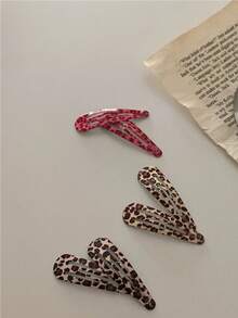 1pair Leopard Pattern Hair Clips, Retro Horse Pattern & BB Clips, Y2K Style Hair Accessories For Girls - Multicolor - View 4