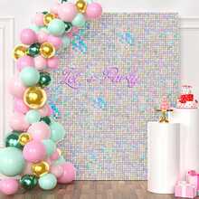 24/36pcs Shimmer Wall Backdrop Panels Sequin Glitter Backdrop For Wedding Birthdy Party Anniversary Decor - Colorful Silver - View 2