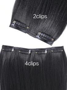 20inch 24inch 28inch Synthetic Long Straight Clip In Hair Extensions Wig Straight Black Hairpiece For Women Increase Hair Volume Heat Resistant Fiber