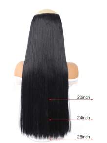 20inch 24inch 28inch Synthetic Long Straight Clip In Hair Extensions Wig Straight Black Hairpiece For Women Increase Hair Volume Heat Resistant Fiber