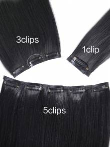 20inch 24inch 28inch Synthetic Long Straight Clip In Hair Extensions Wig Straight Black Hairpiece For Women Increase Hair Volume Heat Resistant Fiber