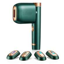 Laser Hair Removal, BoSidin IPL Hair Removal With Painless Ice-Cooling, 2-In-1 Face SR Rejuvenation, 6+1 Modes, 6 Levels Hair Removal For Women Permanent, Laser Hair Removal Kit With Shaver, Goggles - 綠色 - 查看 1