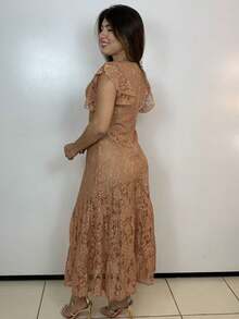 EVANGELICAL DRESS WITH SLEEVE - 摩卡棕 - 查看 3