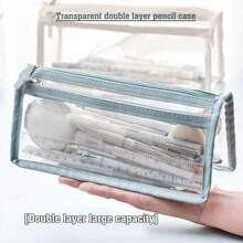 1 Piece 1/2/4/6 Layers Transparent Large Capacity Pencil Case Bag Pen Pouch PVC Waterproof Organizer Storage Cosmetic Bag For Students Go To School Supplies Stationery, Back To School, School Supplies, Pencil Pouch, School Bag