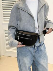 Women's Solid Color PU Leather Waist Bag, Retro Chic Crossbody Bag, Casual Shoulder Bag For Women, New Spring Summer Design Fanny Pack, Western Purse For Women, Bohemia Style Bag For Women