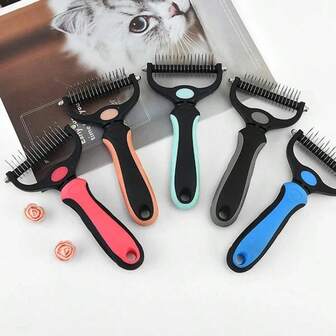 1pc Universal Cat & Dog Deshedding Tool, Brush Comb, Professional Pet Deshedding Brush, Dog Grooming Tool, Cat Deshedding Brush, Double-Sided Brush