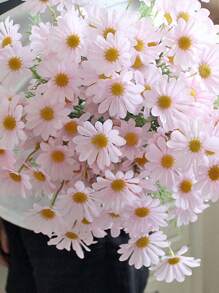 10 Pcs Gerbera Small Daisy Cosmos Artificial Flower Small Wild Chrysanthemum Fake Daisy For Home Table Decor,Garden Decor,Outdoor Plant,Gardening,Fake Flowers - Pink - View 1