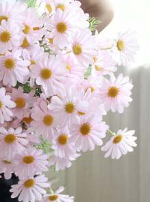 10 Pcs Gerbera Small Daisy Cosmos Artificial Flower Small Wild Chrysanthemum Fake Daisy For Home Table Decor,Garden Decor,Outdoor Plant,Gardening,Fake Flowers - Pink - View 3