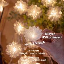 10/20 件人造花串灯带 LED，适合母亲节、情人节、周年纪念、婚礼装饰、室内外使用、情人节、礼物 - USB - 查看 3