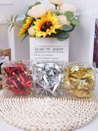 12pcs, Christmas Unique Star Pendant Ornaments, Plastic Christmas Tree Hanging Ornament, Home Office Holiday Party Decor, Christmas Party Decor Supplies, Holiday Photography Accessory (Please Note That The Product Is Spray Painted, And There May Be Paint Peeling On The Surface Of The Product)