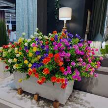 1 pieza Flores artificiales, plantas artificiales resistentes a los rayos UV, plantas de plástico para exteriores, plantas artificiales que no se descoloran para decoración de verano al aire libre