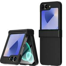 1Pc Glitter Phone Case With Hinge Protection Shockproof Rugged Sparkle Bling Cute Protective Cover Compatibility With Samsung Galaxy Z Flip 6 2024 - Black - View 1