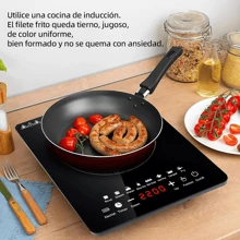 Electric Magnetic Induction Grill, Electric Induction Stove Touch Control, 2200W, Portable Induction Cooker With 8 Automatic Programs And Timer, Energy Saving - 黑色 - 查看 3
