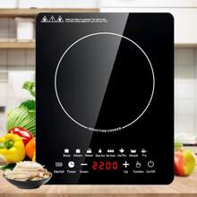 Electric Magnetic Induction Grill, Electric Induction Stove Touch Control, 2200W, Portable Induction Cooker With 8 Automatic Programs And Timer, Energy Saving - 黑色 - 查看 1