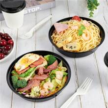 50pcs Disposable Food Containers/Reusable Meal Prep Containers, Microwave Safe Food Storage Containers, 28oz Round Disposable Plastic Bento Lunch Boxes With Lids | For Food Preparation, Enjoy Anytime Anywhere | Disposable Lunch Boxes, Plastic Containers - Stackable, Freezer & Dishwasher Safe, Round Black Plastic Bowls, Suitable For Packing Fruits/Veggies/Food - Perfect For Outdoor Picnic/Camping/Team Building/Party , For Halloween Or Christmas Party