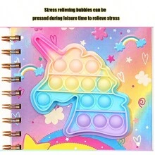 独角兽学校用品套装，66 件独角兽卡通学校用品礼品套装，包括铅笔盒、笔记本、铅笔橡皮擦贴纸，适合女孩和青少年礼品套装装饰秋季装饰节日装饰房间装饰家居装饰秋季装饰卧室装饰