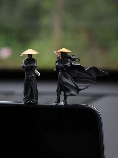 1 件古代风格武士装饰小雕像，适用于电脑、桌面、汽车、家居