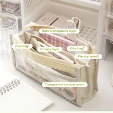 1 Piece 1/2/4/6 Layers Transparent Large Capacity Pencil Case Bag Pen Pouch PVC Waterproof Organizer Storage Cosmetic Bag For Students Go To School Supplies Stationery, Back To School, School Supplies, Pencil Pouch, School Bag