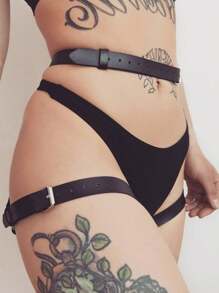 1 Stück Leder Geschirr Oberschenkel Strumpfhalter Gürtel Punk Gothic Stil Körper Bondage, geeignet für Nachtclubs und Unterwäsche Dekoration, Halloween Accessoires, für Raves