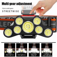 1pc Super Bright 7 LED Headlamp USB Rechargeable Headlights 4 Modes Waterproof Built-In Battery Outdoor Camping Fishing Flashlight