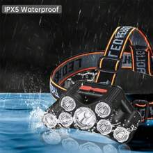 1pc Super Bright 7 LED Headlamp USB Rechargeable Headlights 4 Modes Waterproof Built-In Battery Outdoor Camping Fishing Flashlight