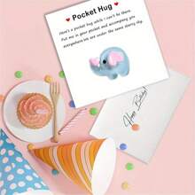 1 件，可爱大象口袋拥抱，可爱树脂动物装饰，带鼓励的贺卡，减压玩具，生日婚礼派对的母亲节礼物，家居装饰，房间装饰，节日装饰用品，圣诞节 - 彩色 - 查看 6