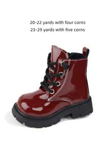 1 pereche de botine plate anti-alunecare pentru fete, cizme în stil britanic pentru toamnă/iarnă