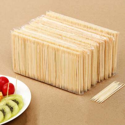 400pcs/800pcs Double-Headed Bamboo Toothpicks, Disposable Fruit Sticks For Party, Birthday, Wedding, Hotel, Restaurant