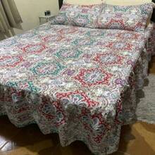 DOUBLE QUILT WITH PRINTED RUFFLES, 3 PIECES (VARIED PRINTS) - Nhiều màu - Xem 8